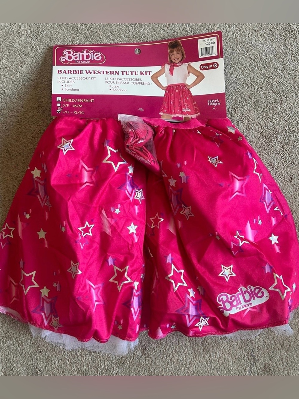 Barbie The Movie Western Tutu Kit Halloween Costume Sz L-XL Kids NWT